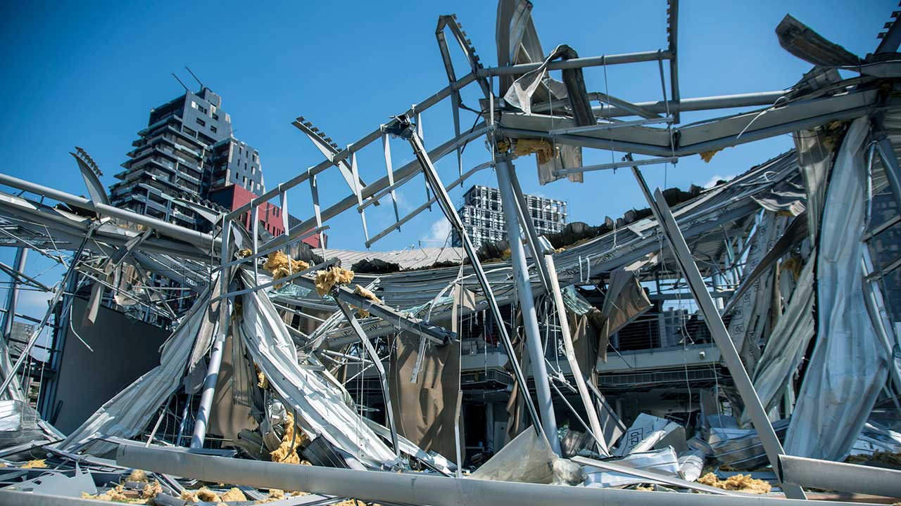 Zerstörte Gebäude in Beirut am 8. August 2020